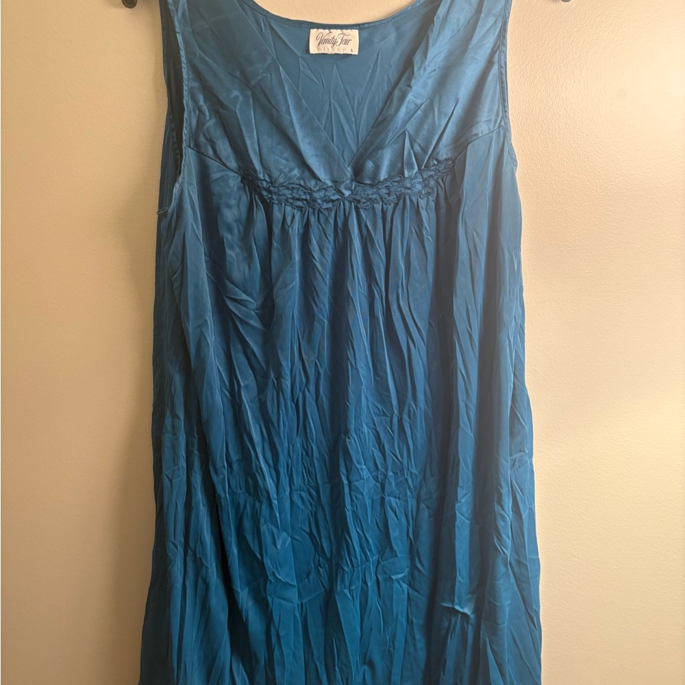 Vanity Fair Teal Nylon Gown - Large